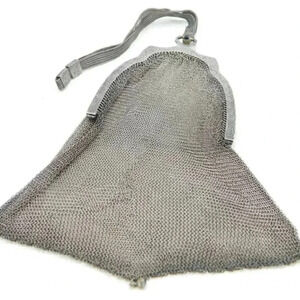Antique Whiting Davis Silver Tone Metal Mesh Purse